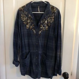 Beaded plaid tunic